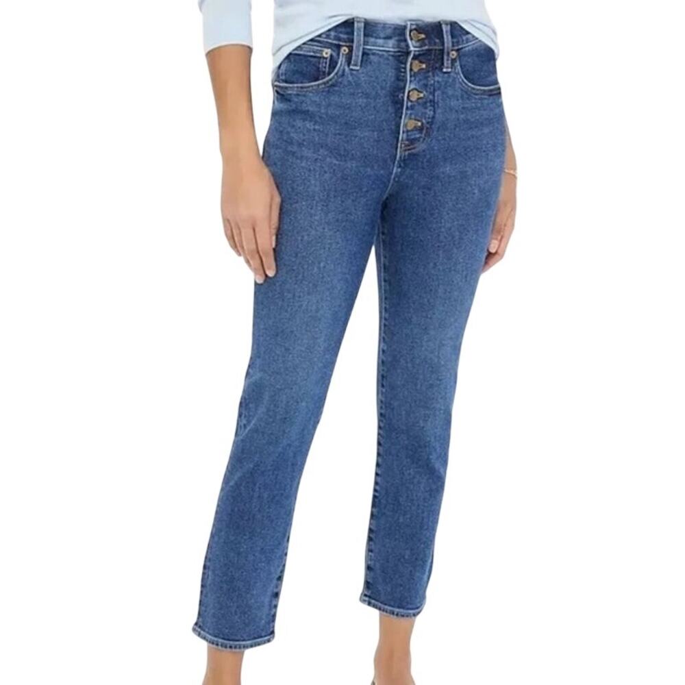 J. Crew Cropped Jeans Button Fly Essential Straight Dark Wash